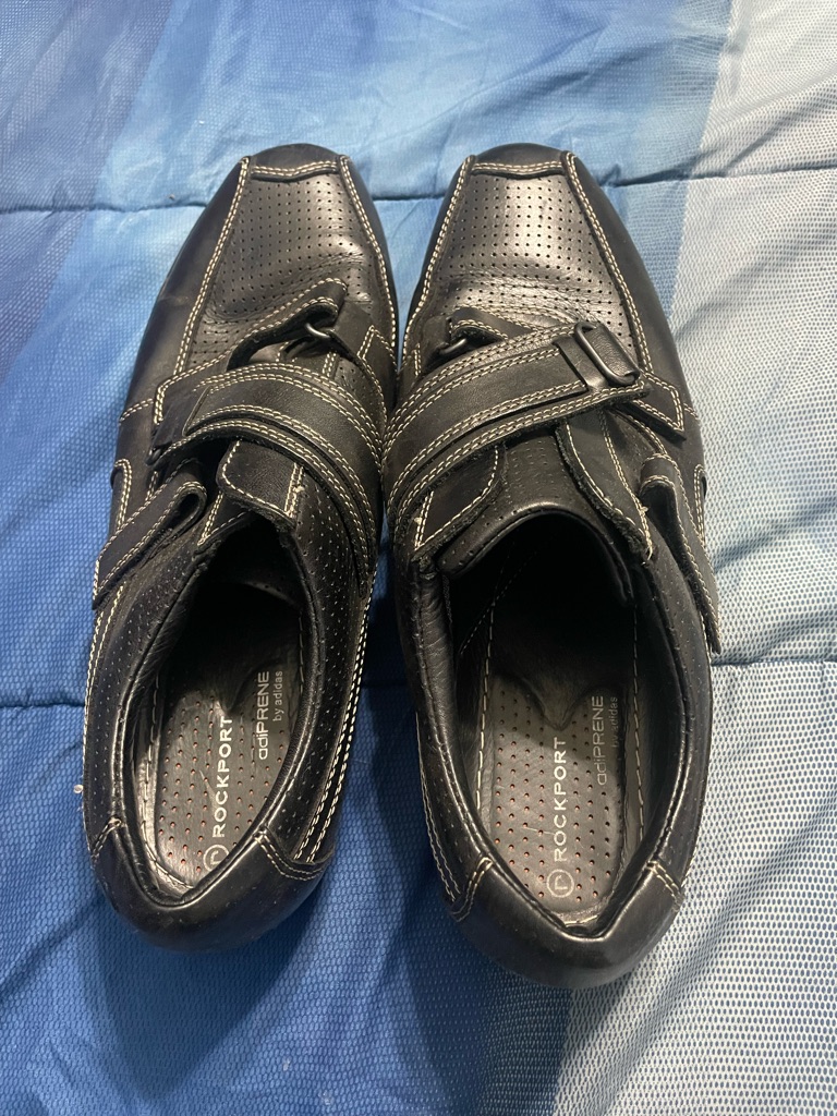 Rockport Black Slip-On Perforated Leather Loafers Adiprene By Adidas